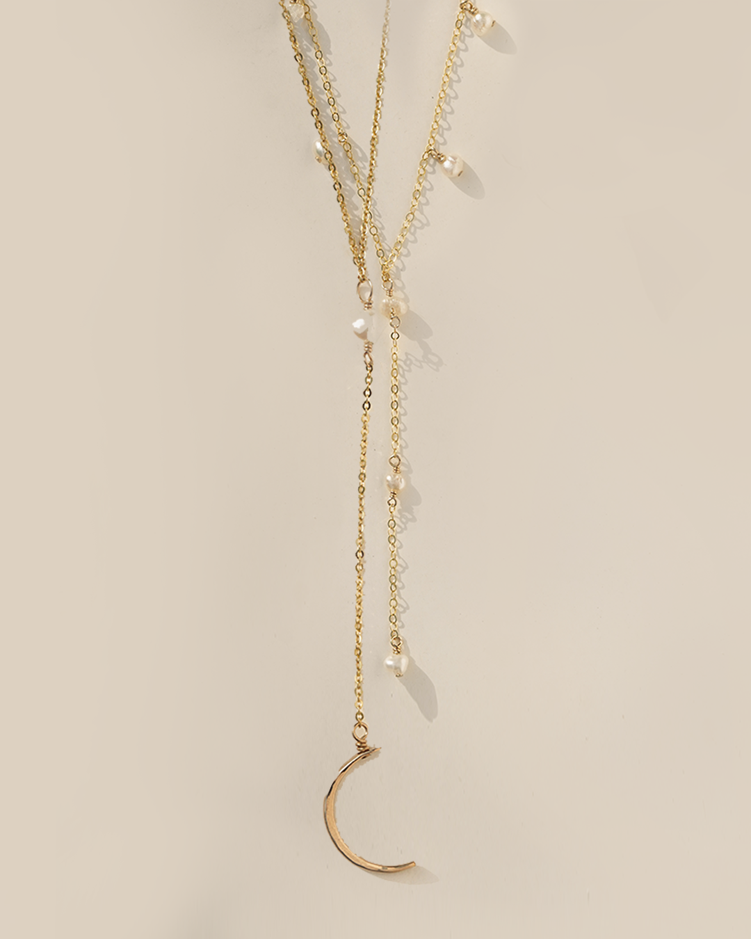 Pearl & Moon Lariat Set