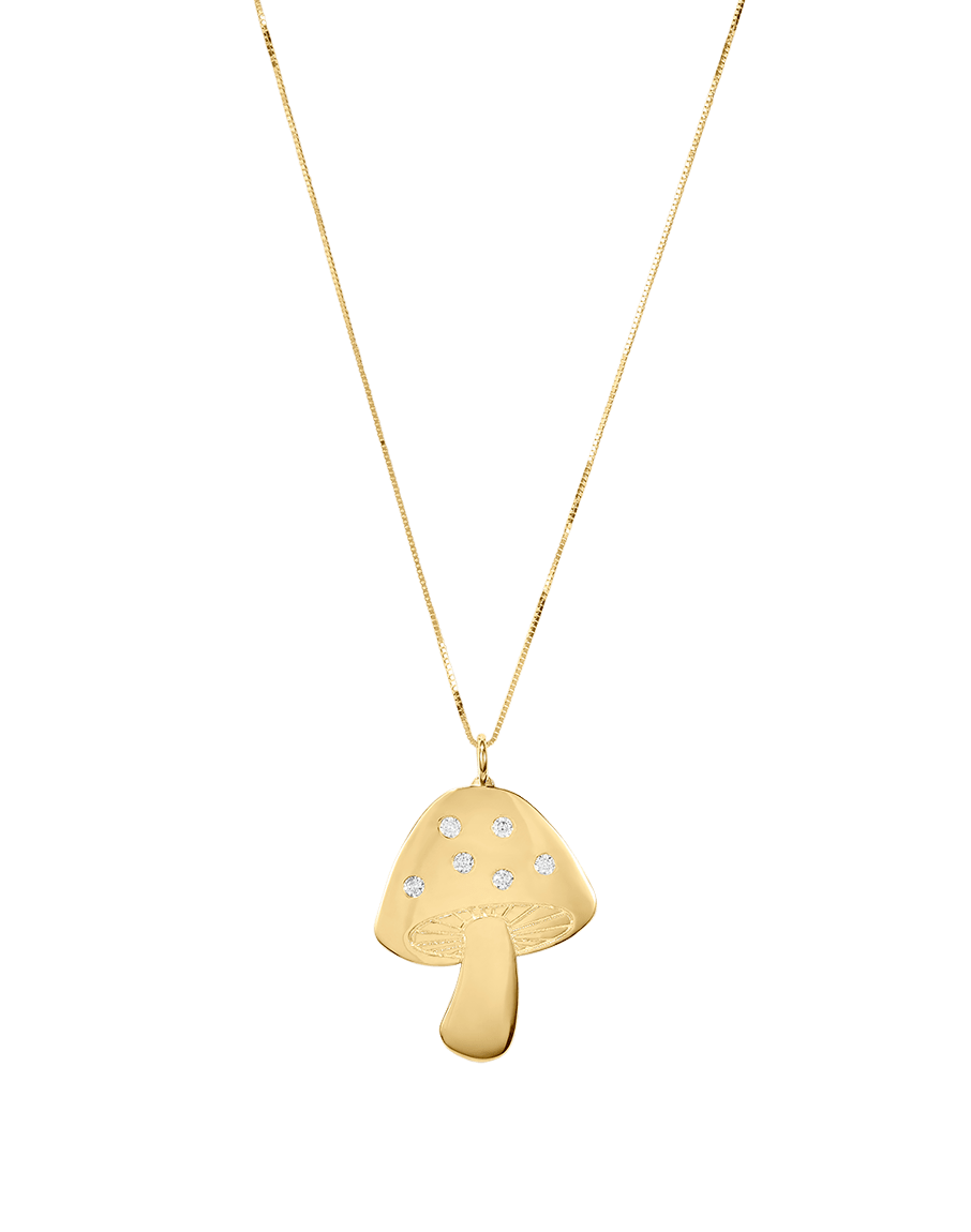 Solid Gold Mushroom Necklace
