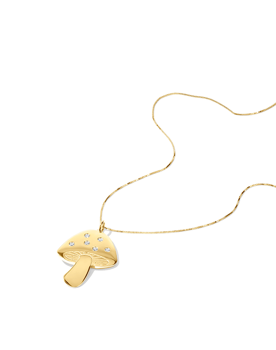 Solid Gold Mushroom Necklace