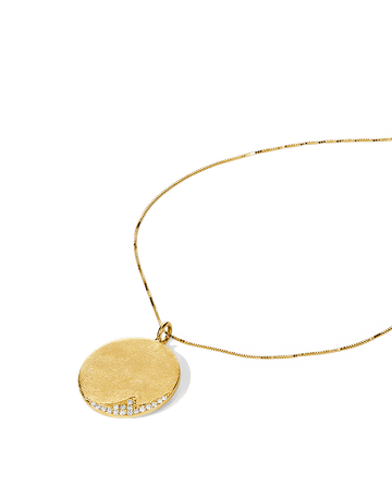 Diamond Wave Coin Necklace