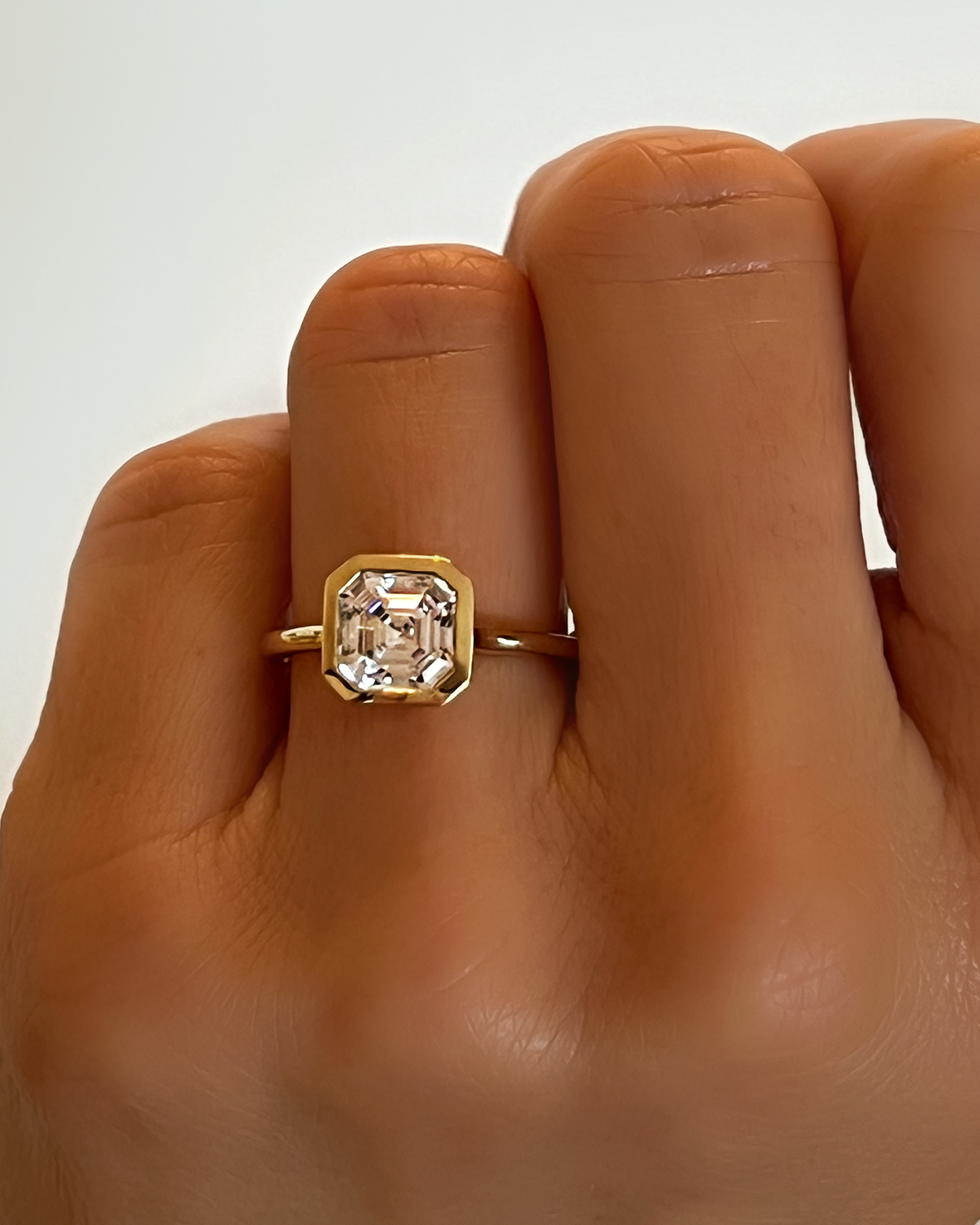 Asscher Bezel Diamond Ring