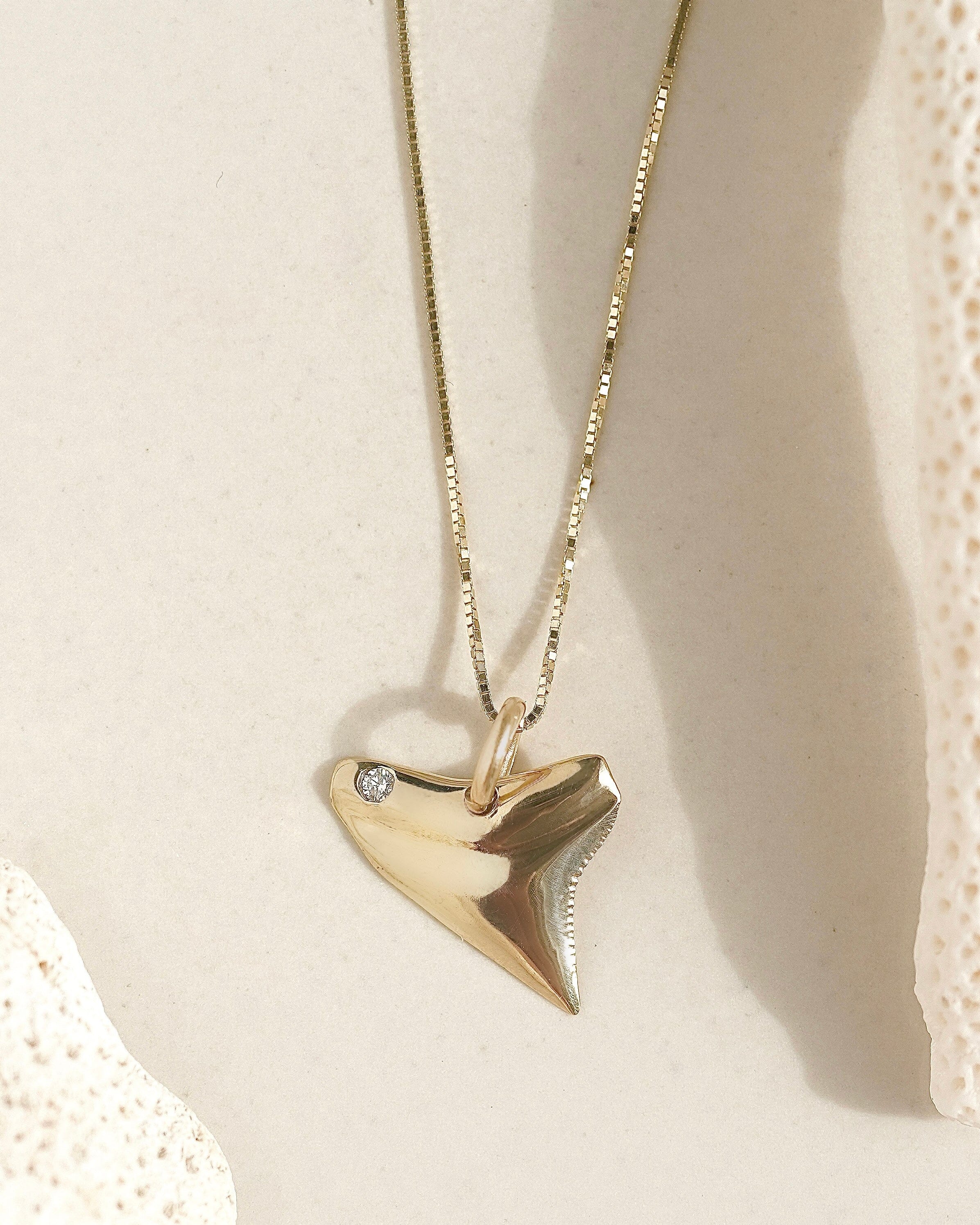 14k Yellow Gold Pendent, Shark Tooth Charm, 1.1 high quality