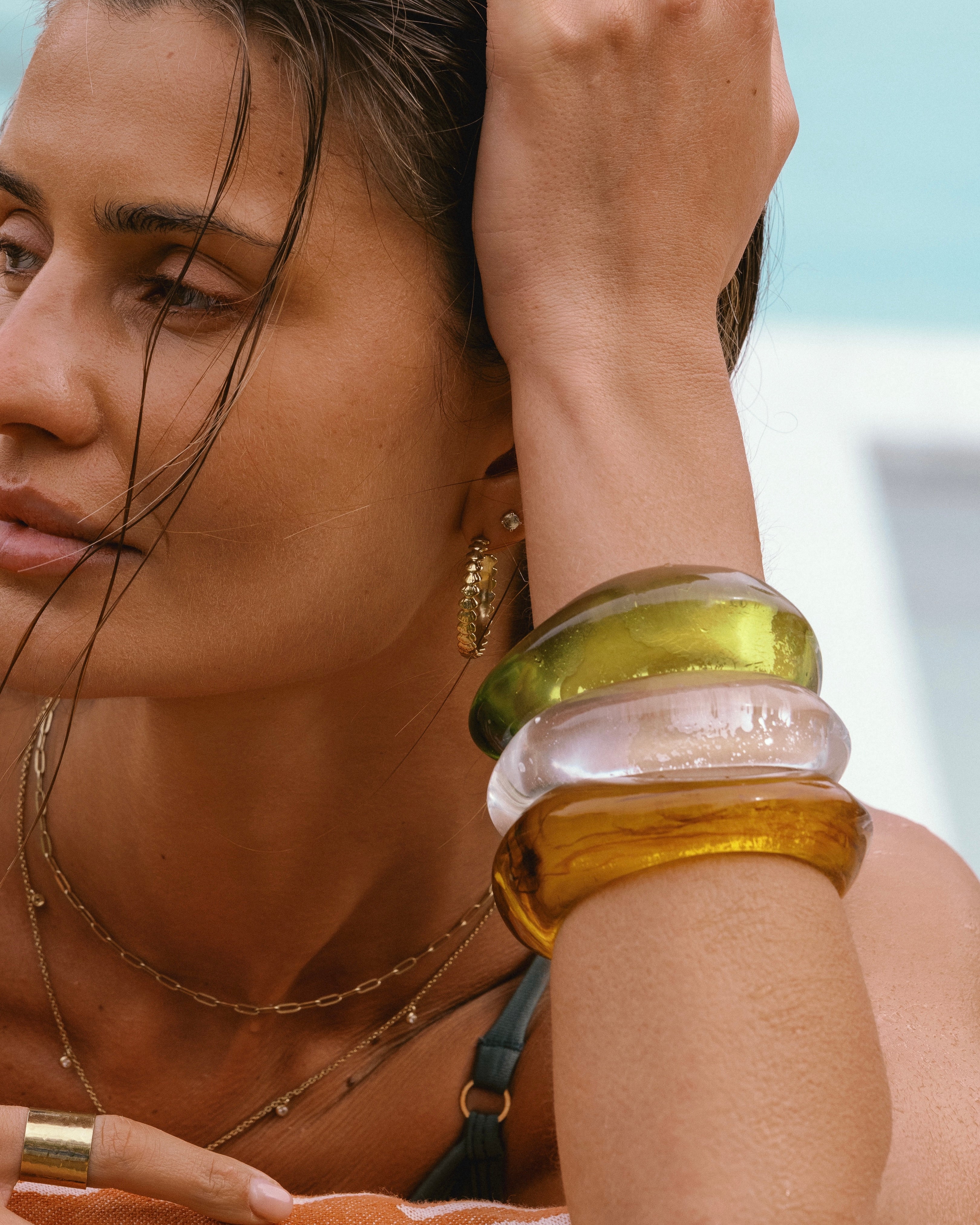 Isla Resin Bracelet Set - Green Multi