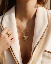 Chunky Heart Necklace - Solid Gold