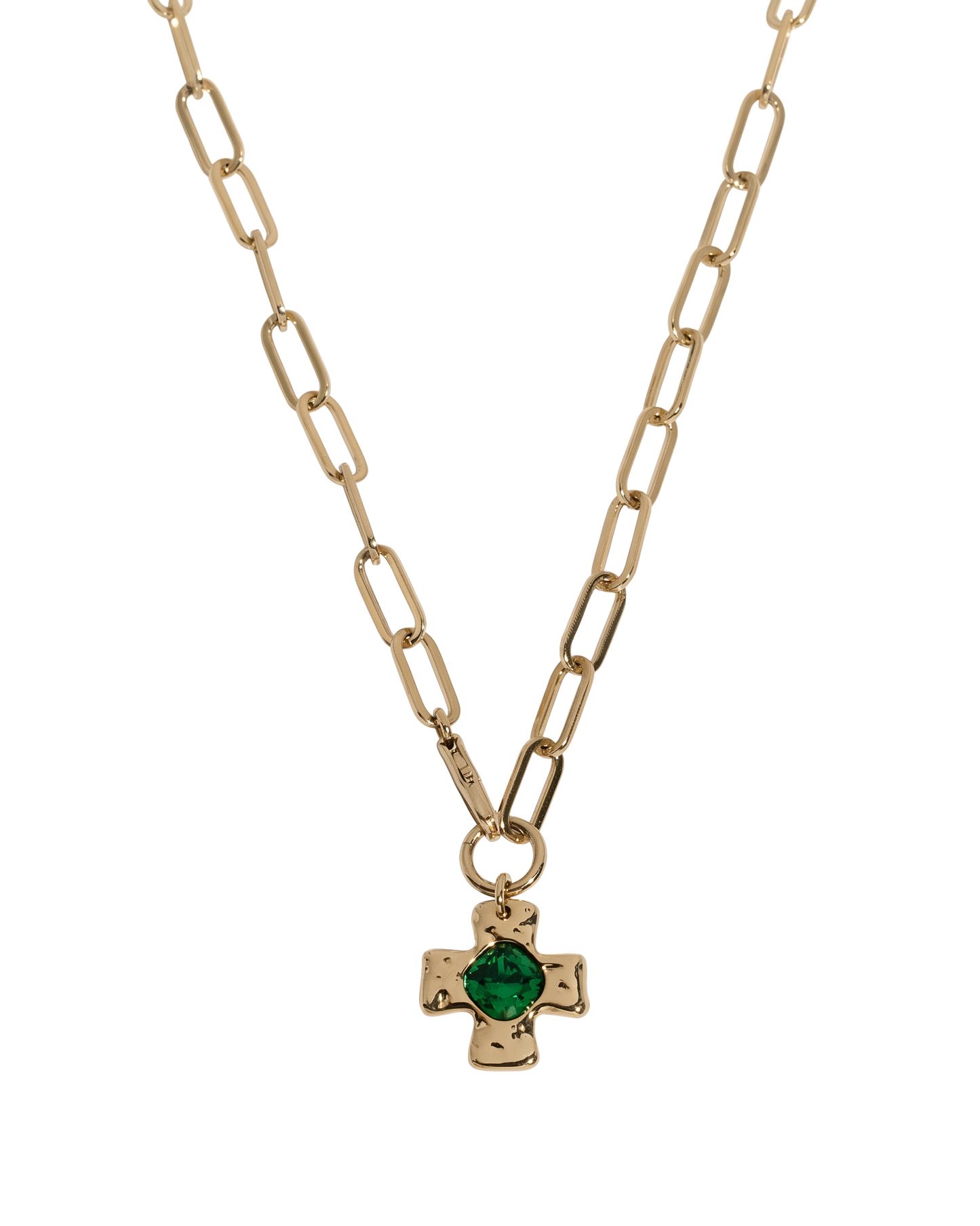 Chunky Cross Chain - Emerald Green