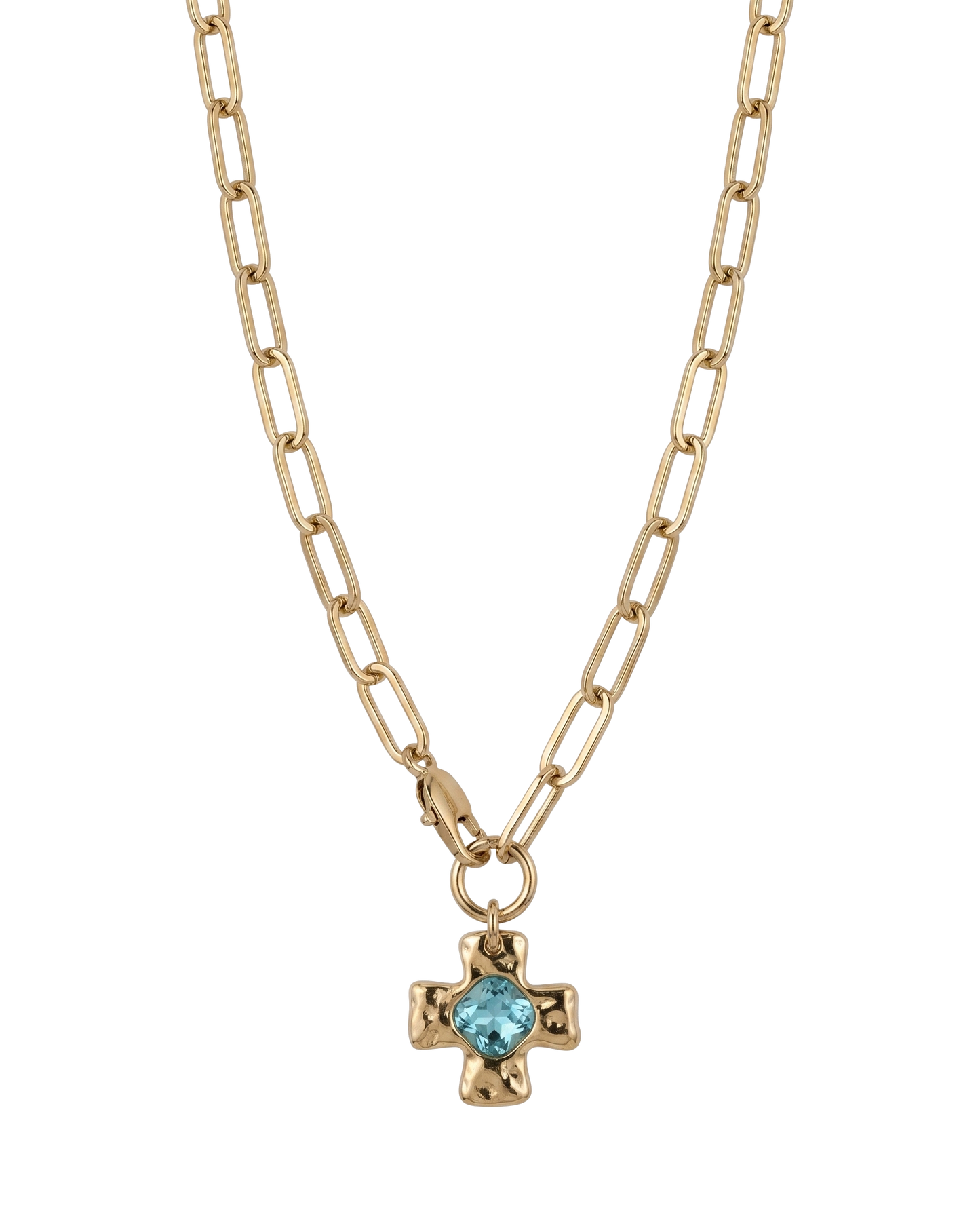 Chunky Cross Chain - Aqua Blue
