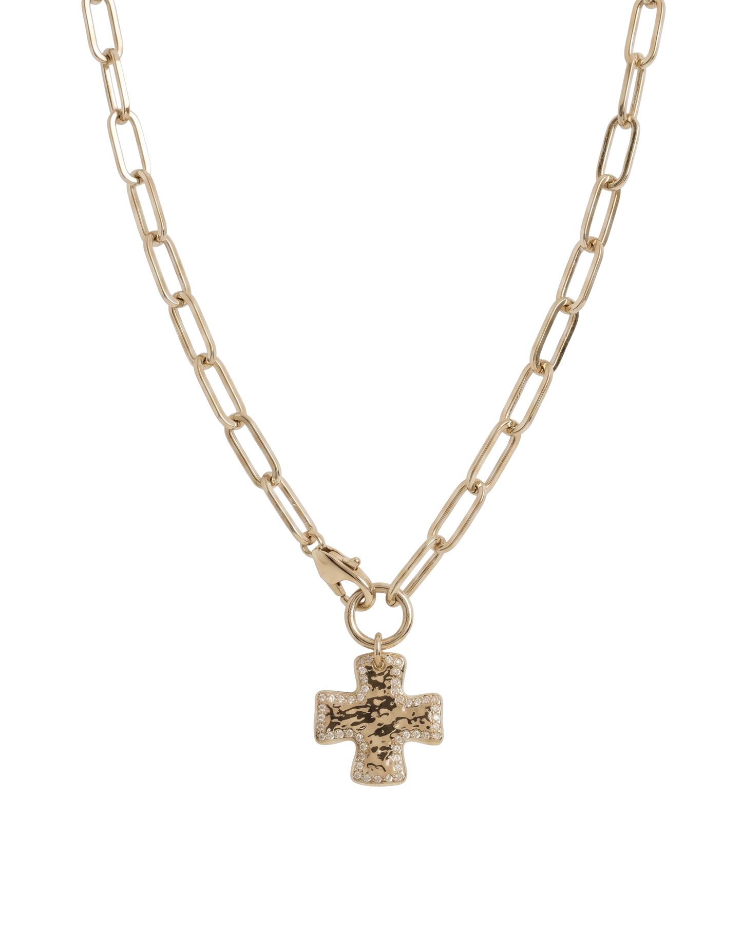 Chunky Cross Chain Necklace - Crystal Edge