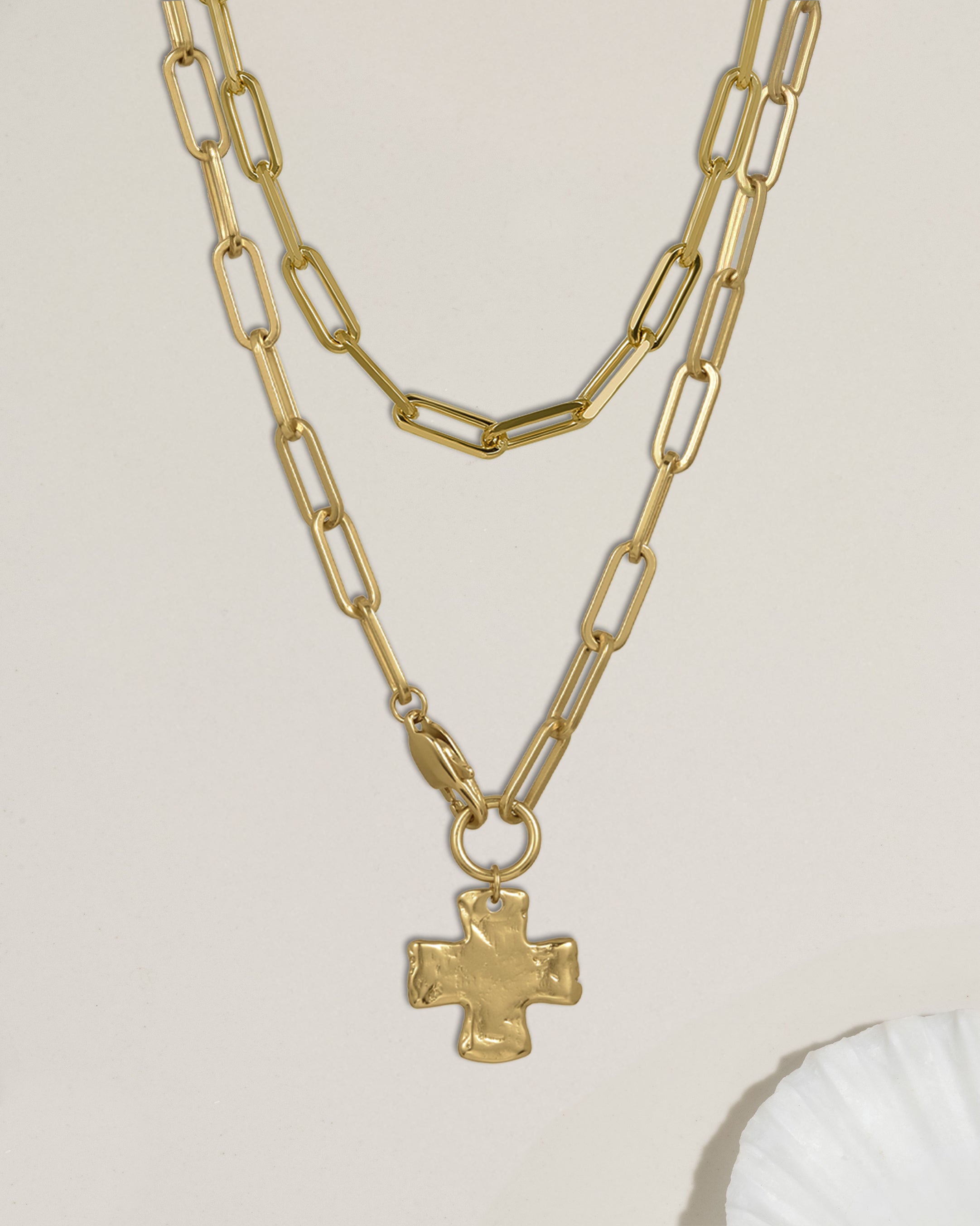 Chunky Love and Chunky Cross Chain Necklace Set – James Michelle Chunky Love and Chunky Cross Chain Necklace Set – James Michelle