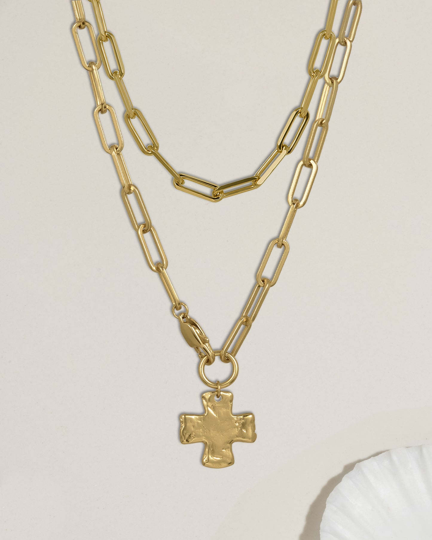 Chunky Love Chain and Chunky Cross Chain Necklace Set