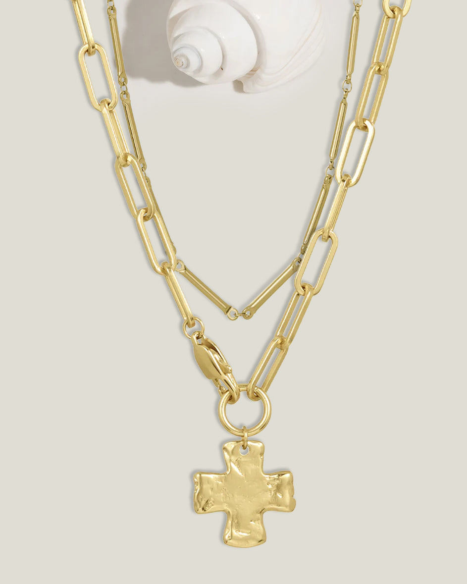 Chunky Cross and Pure Chain Necklace Set