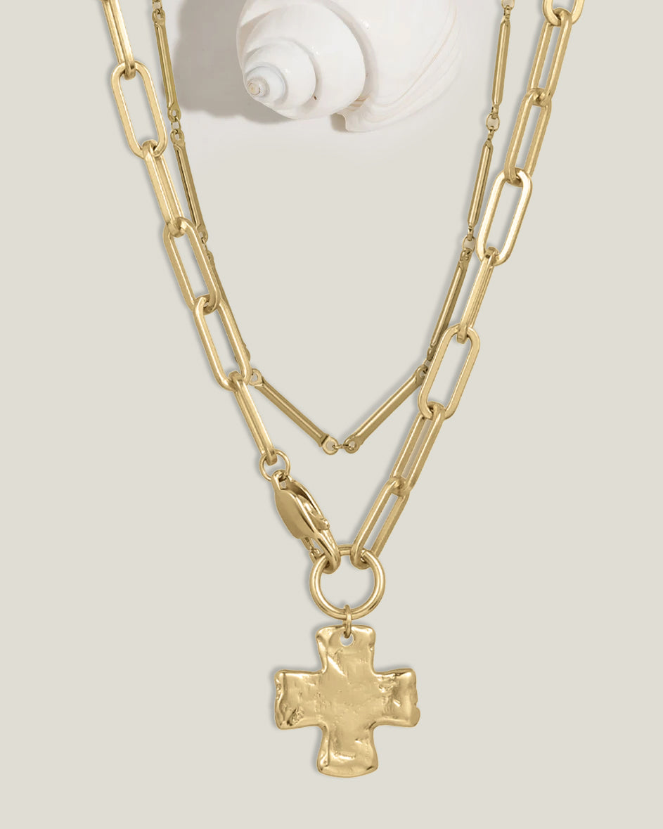 Chunky Cross and Pure Chain Necklace Set