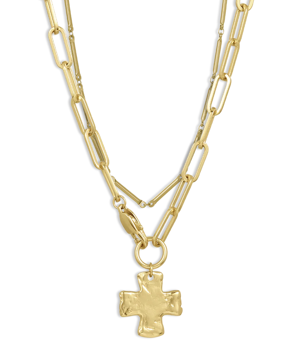 Chunky Cross and Pure Chain Necklace Set
