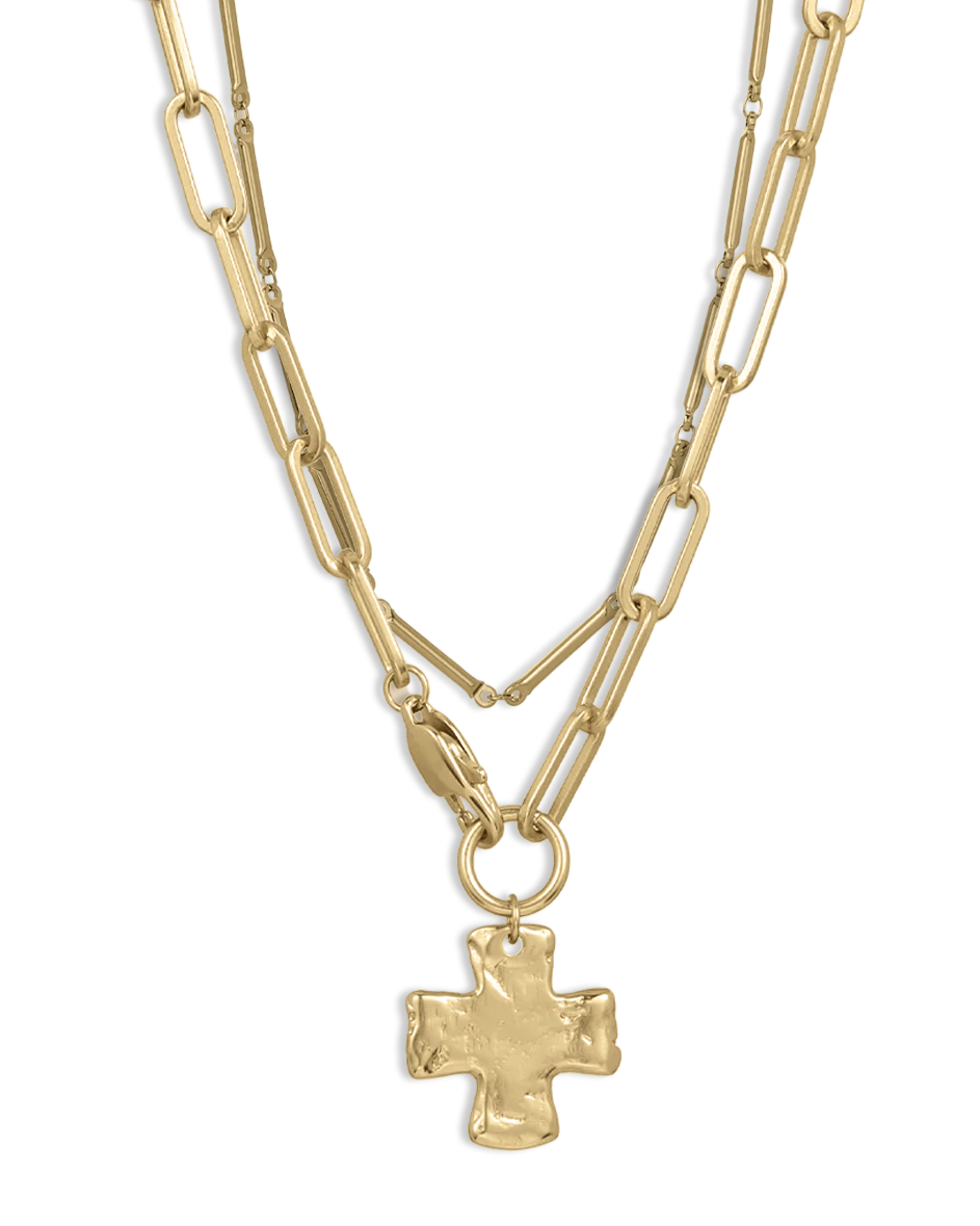 Chunky Cross and Pure Chain Necklace Set