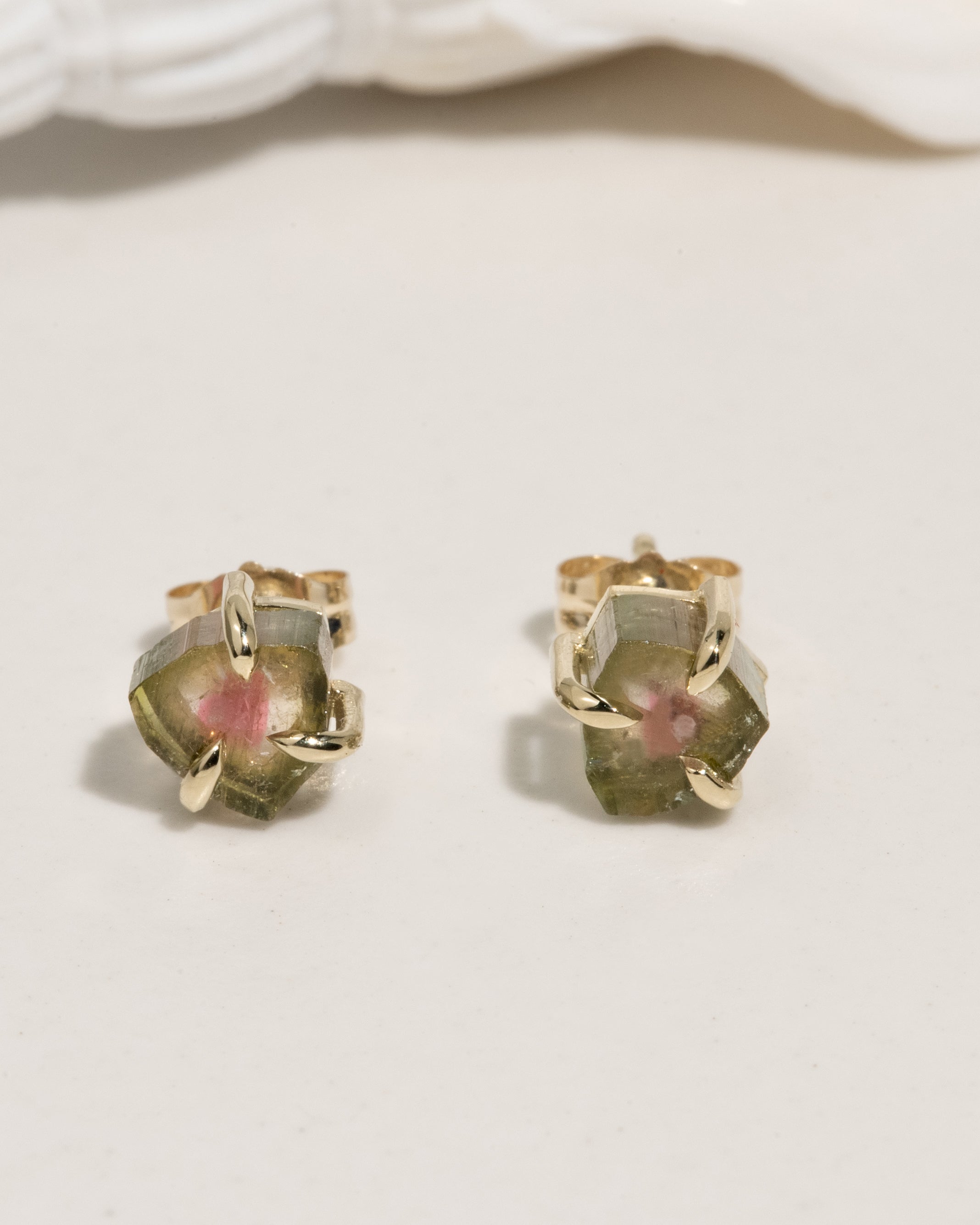 Watermelon Tourmaline Studs