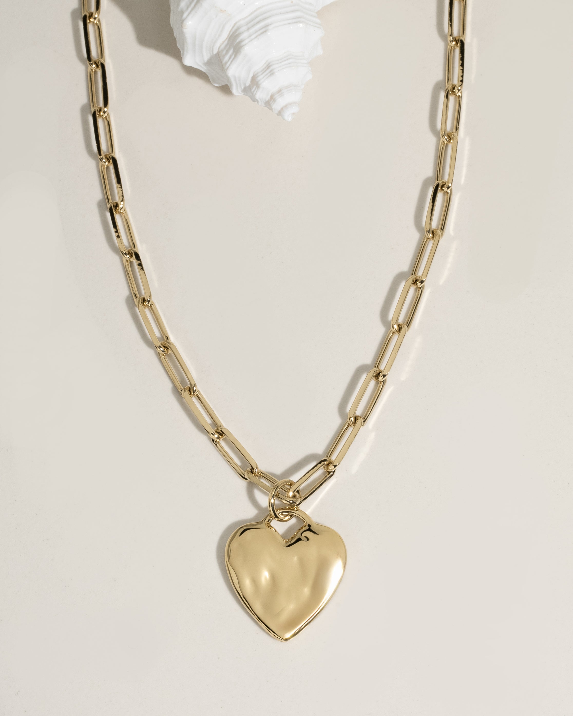Chunky Heart Necklace - Solid Gold