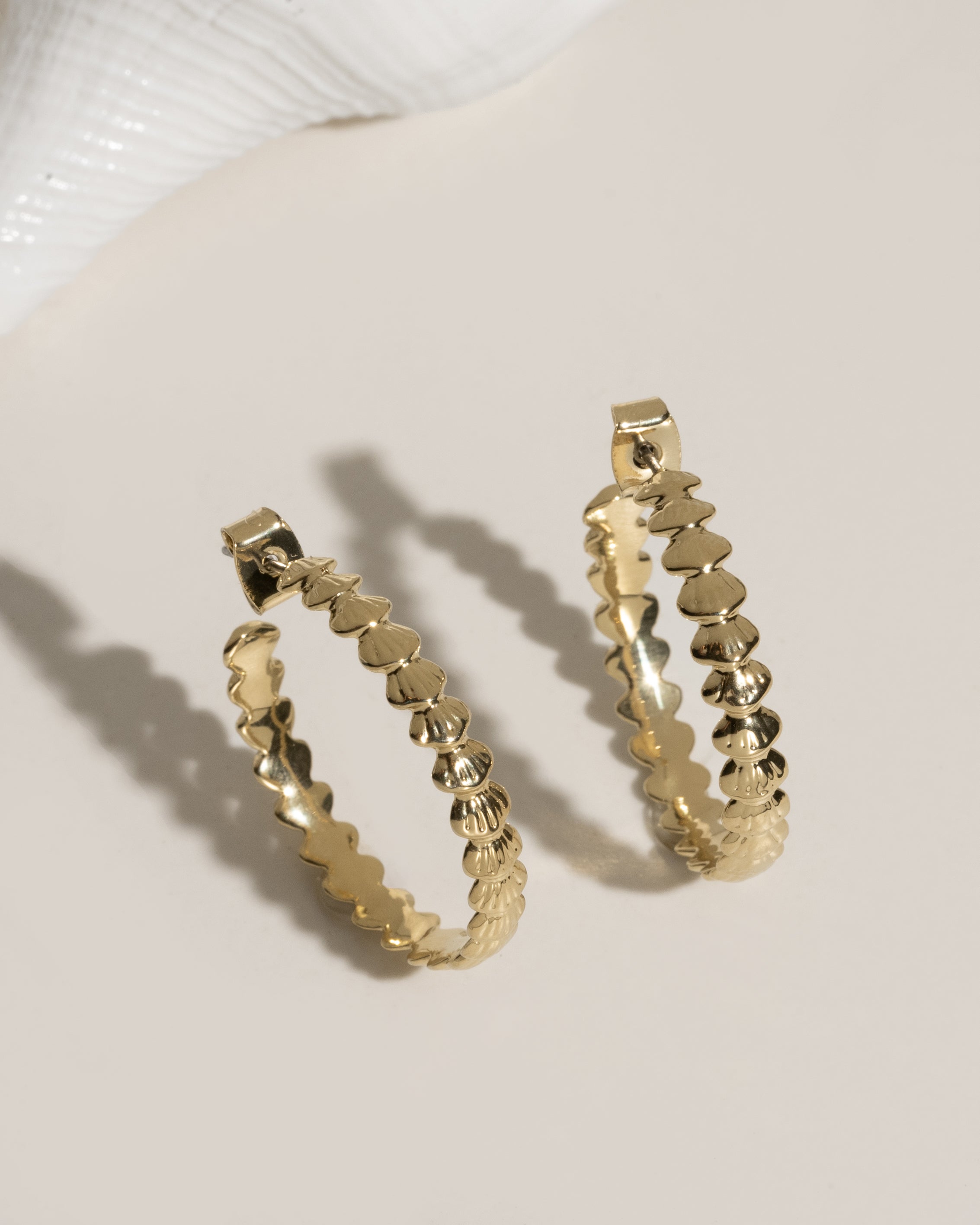 Shell Hoops | Waterproof Coastal Gold Earrings – James Michelle