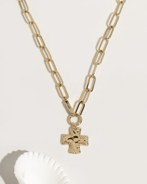 Chunky Cross Chain Necklace - Crystal Edge – James Michelle