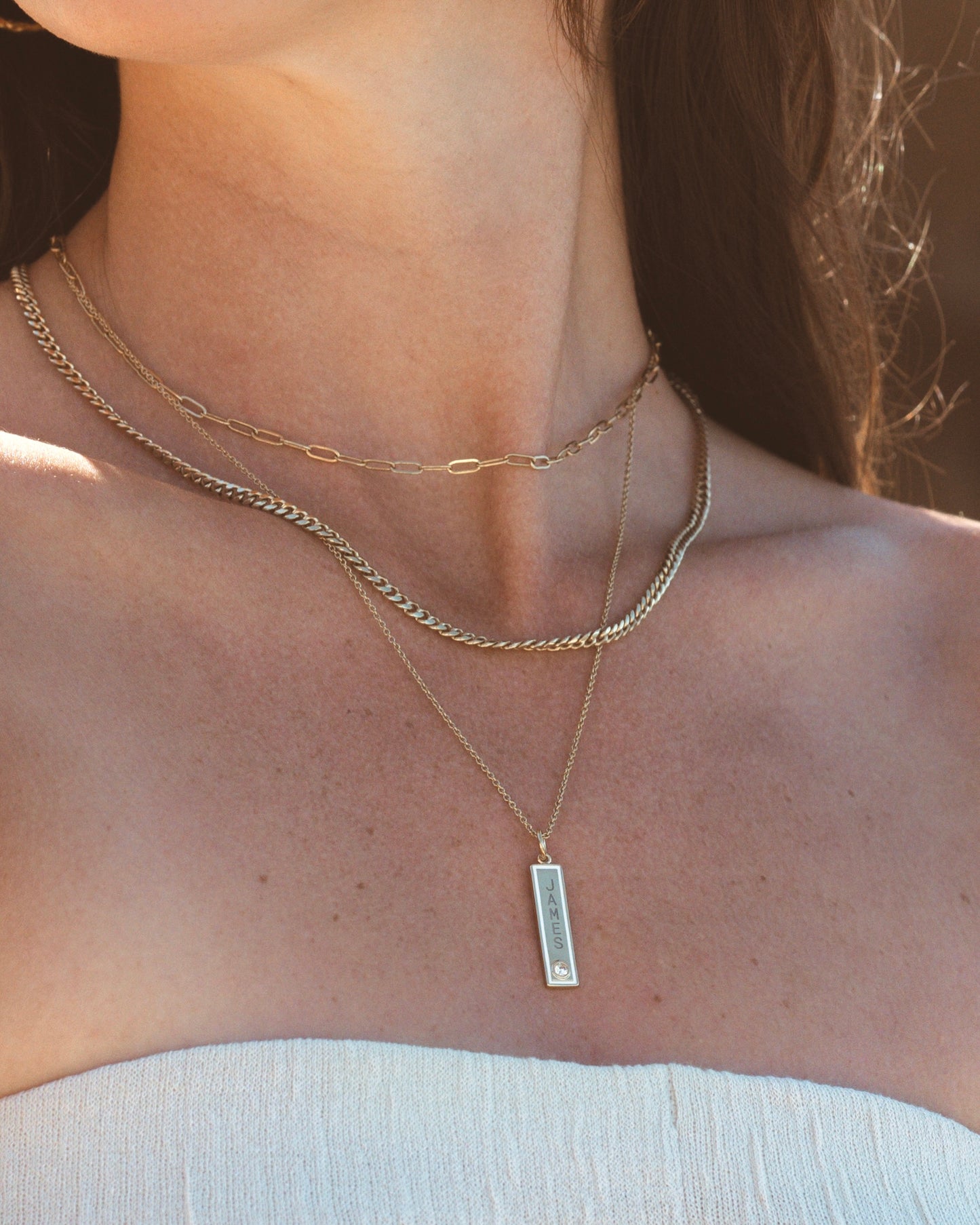 Enamel Bar Necklace - Red