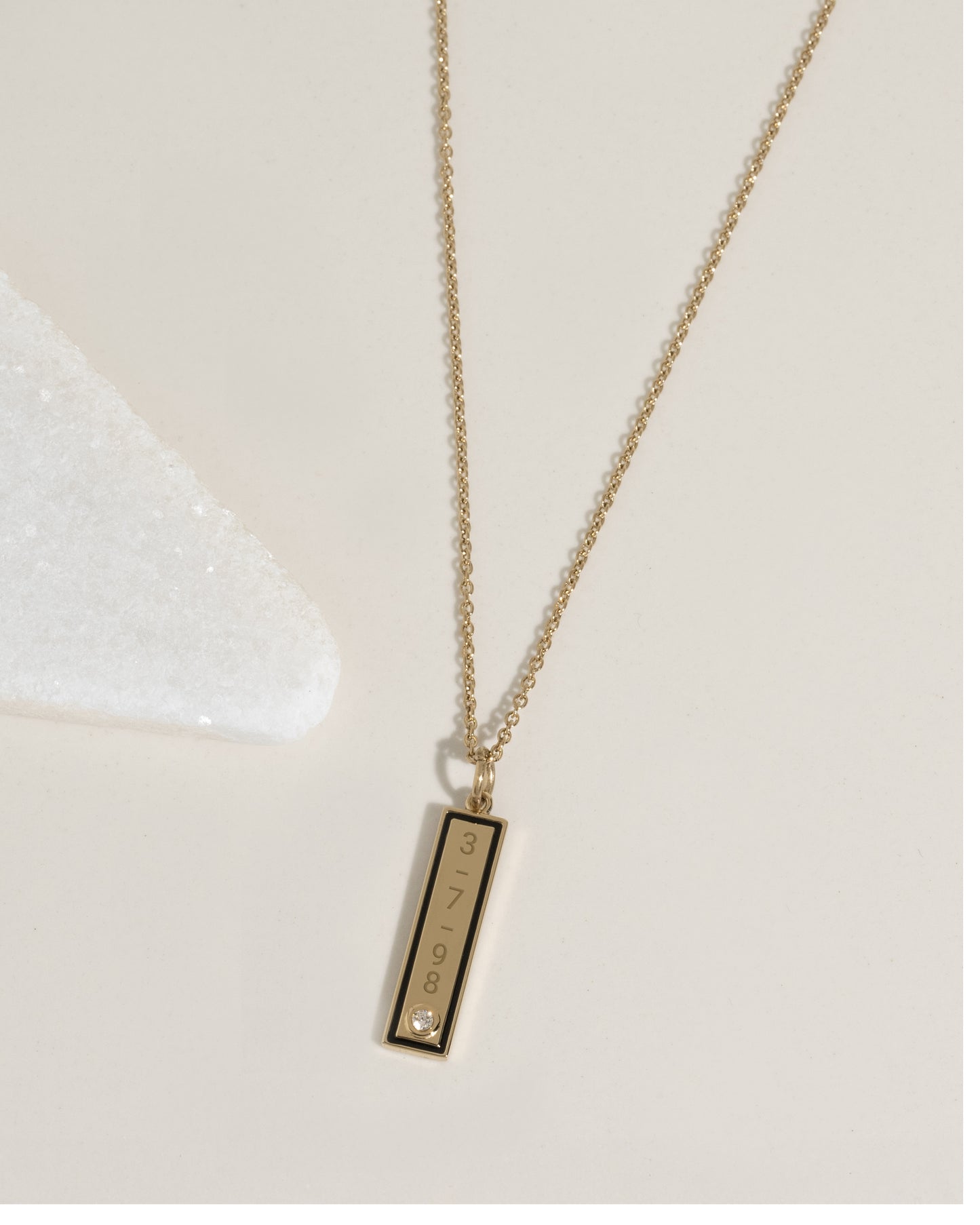 Enamel Bar Necklace - Black