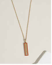 Enamel Bar Necklace - Red