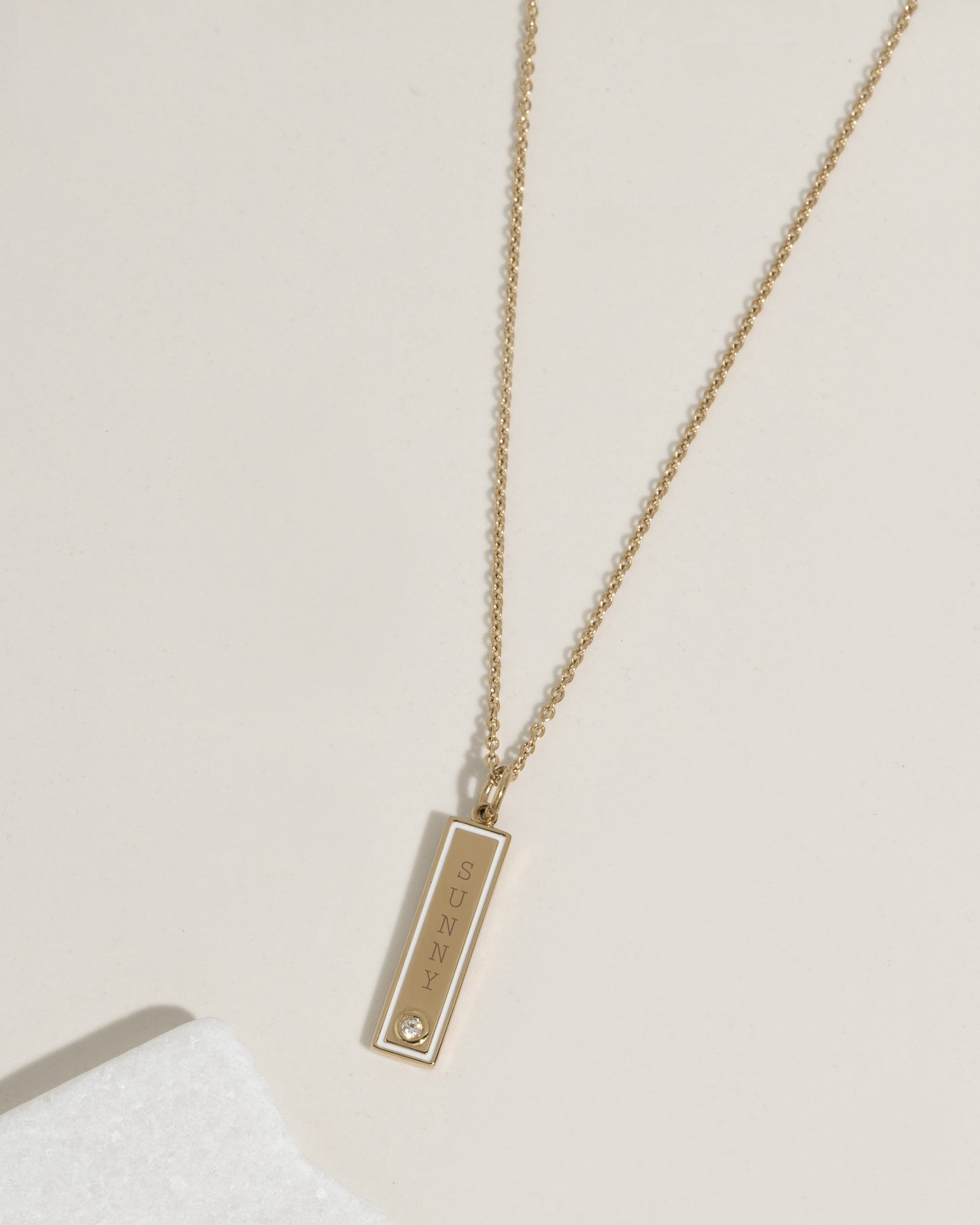Enamel Bar Necklace - White