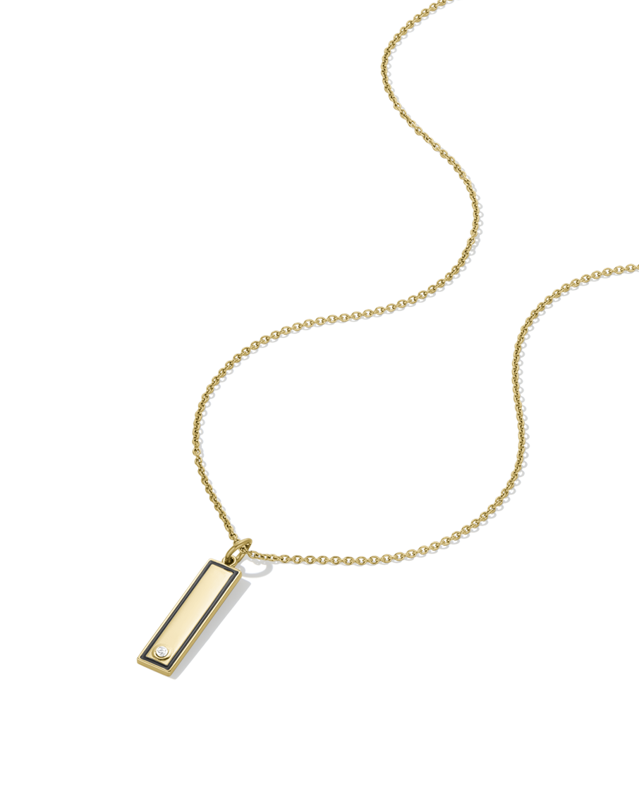 Enamel Bar Necklace - Black