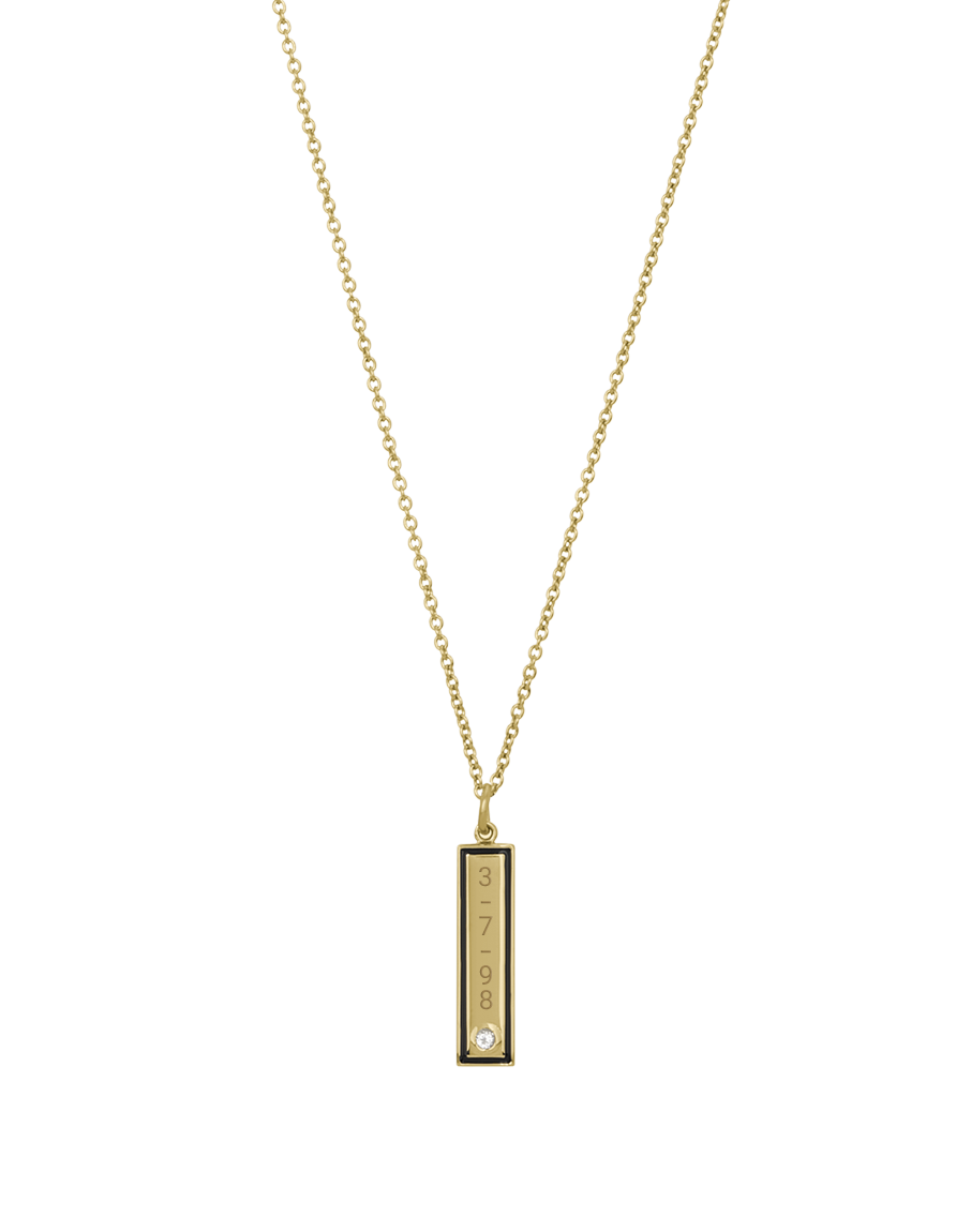 Enamel Bar Necklace - Black