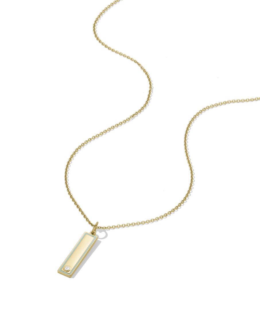 Enamel Bar Necklace - Blue