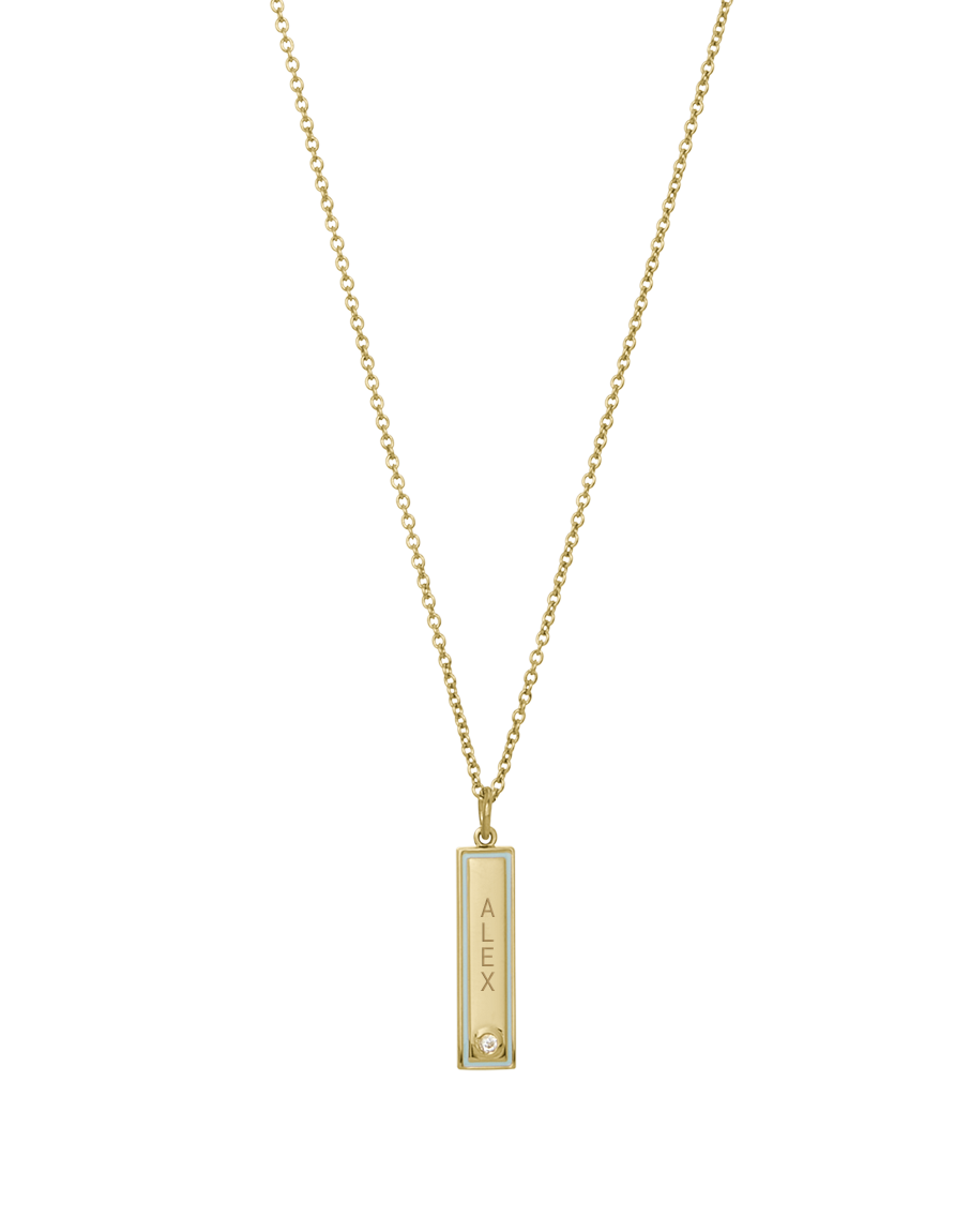 Enamel Bar Necklace - Blue