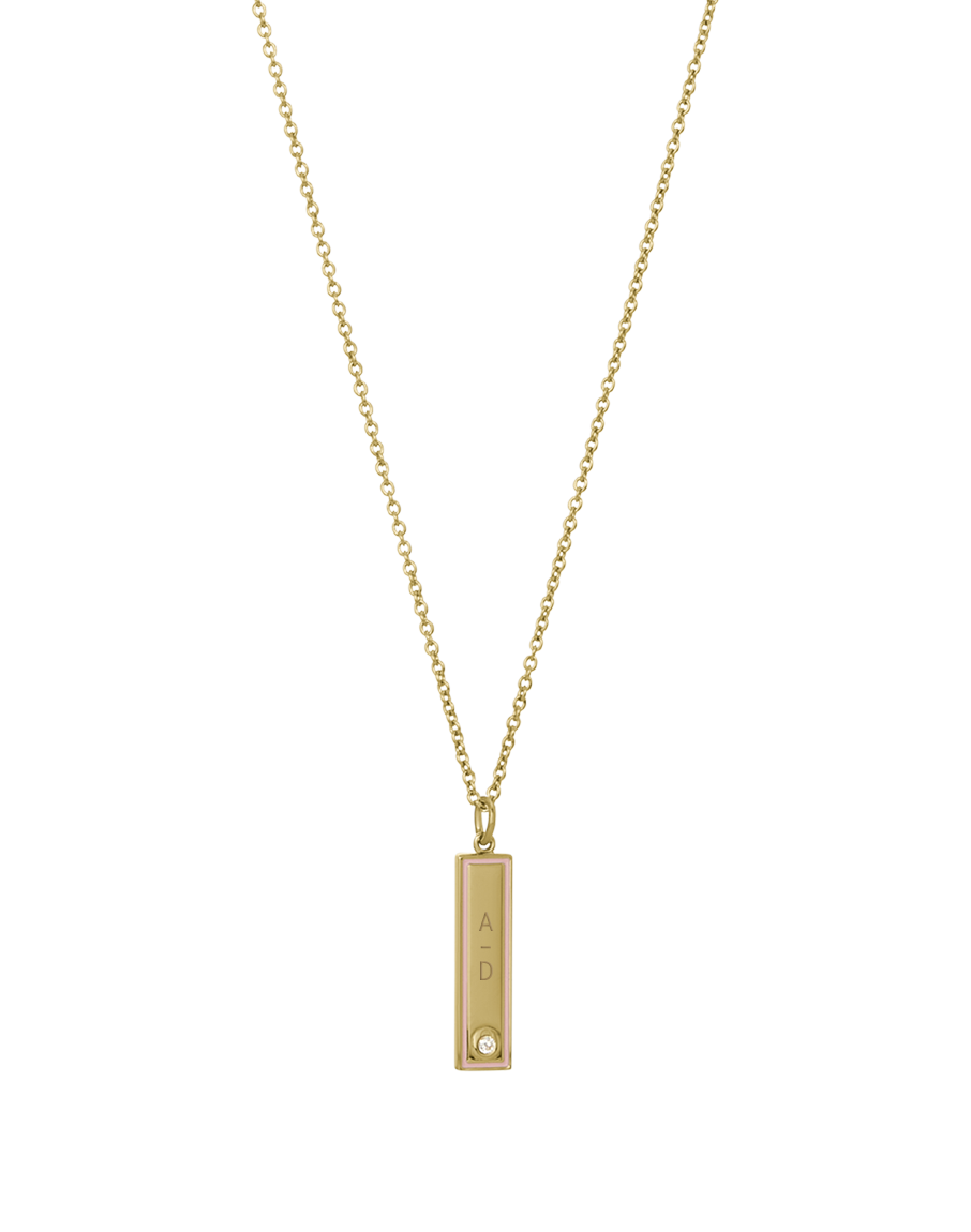 Enamel Bar Necklace - Pink