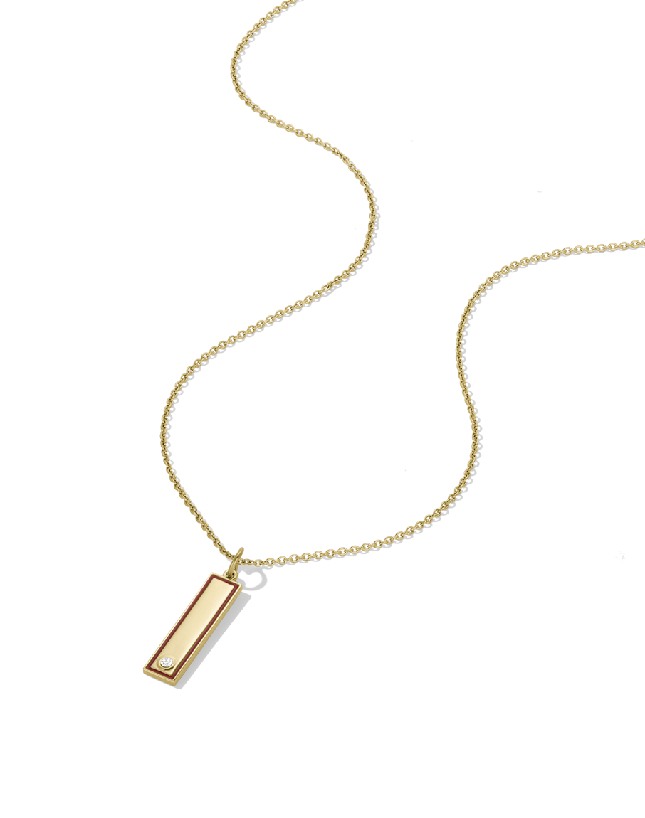Enamel Bar Necklace - Red