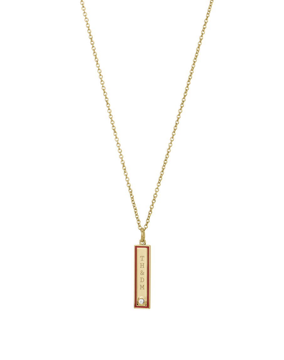 Enamel Bar Necklace - Red