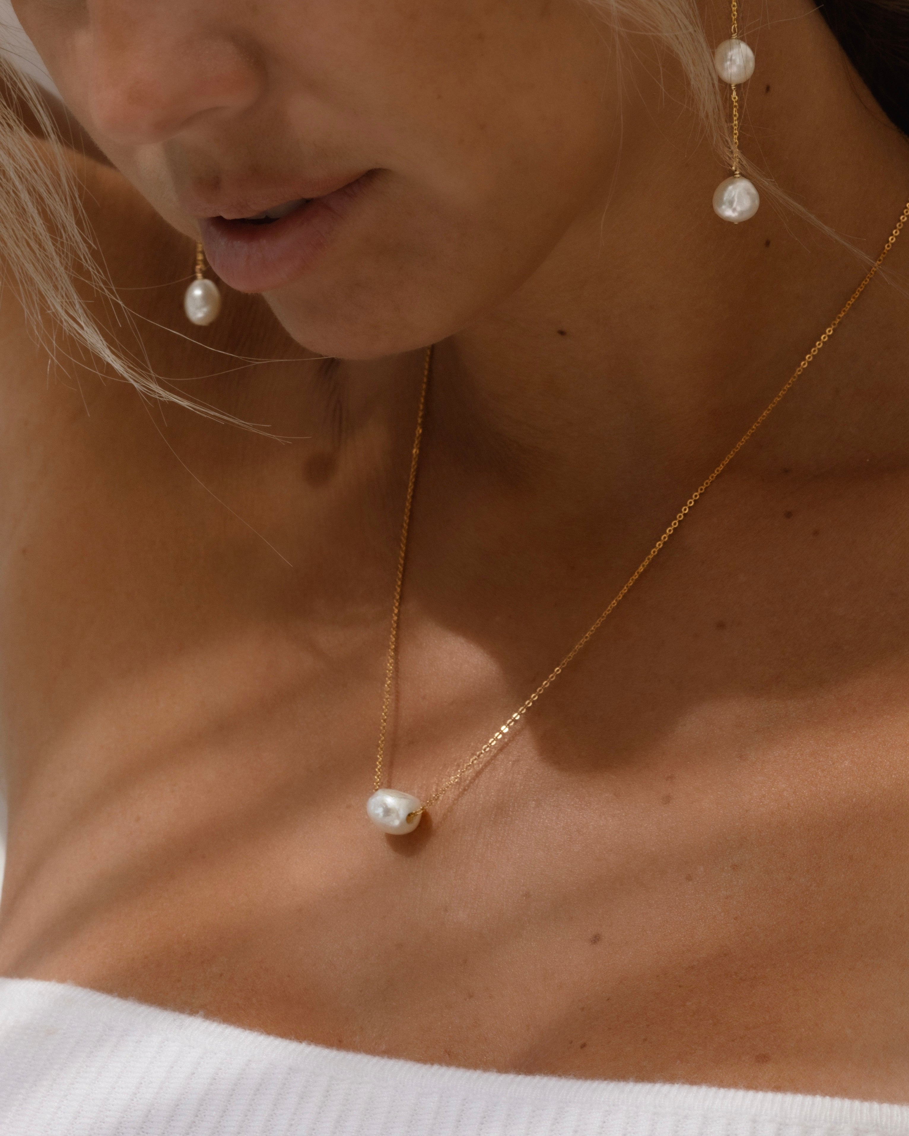 Petite Baroque Pearl Drop Necklace in Charcoal | Mary Macgill | Covet + Lou