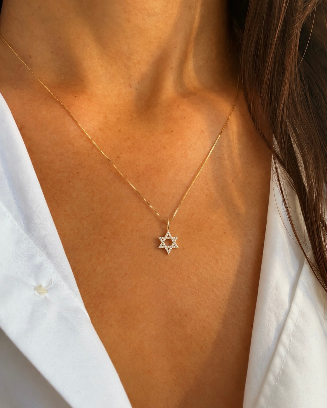 Diamond Star of David Necklace