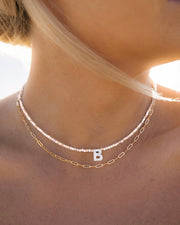 Peach Beaded Initial Necklace