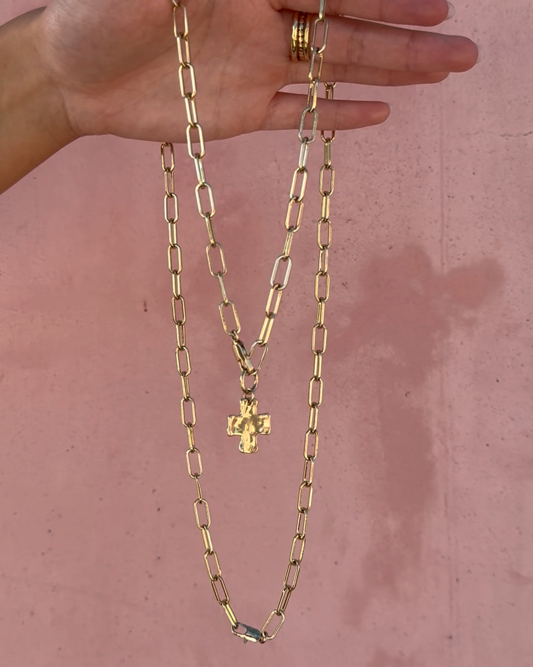 Chunky Cross Chain Necklace and Extender Set
