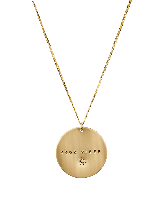 14K Gold Large Disc Pendant Necklace