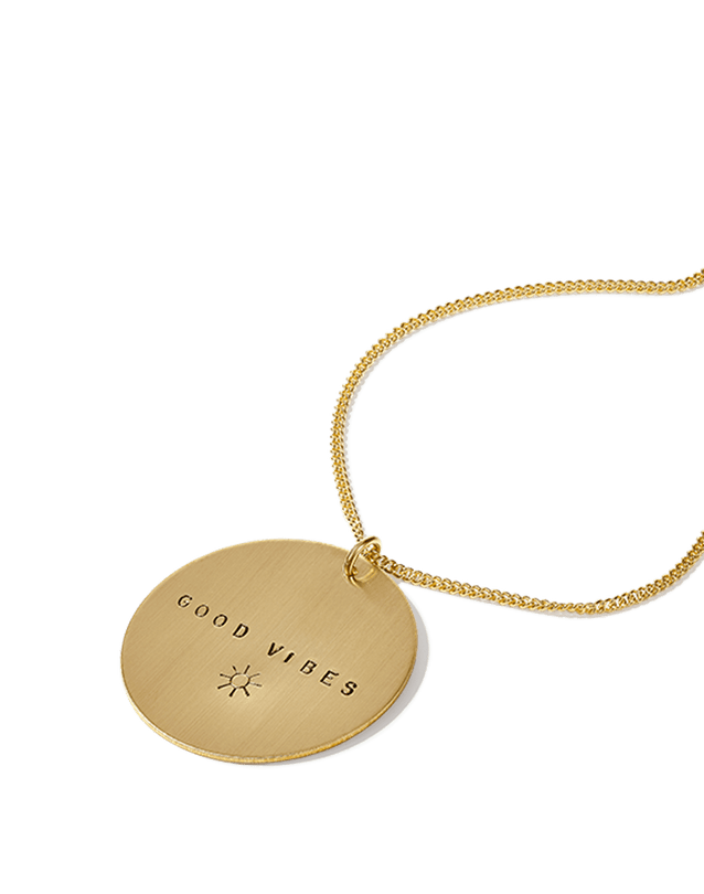 14K Gold Large Disc Pendant Necklace