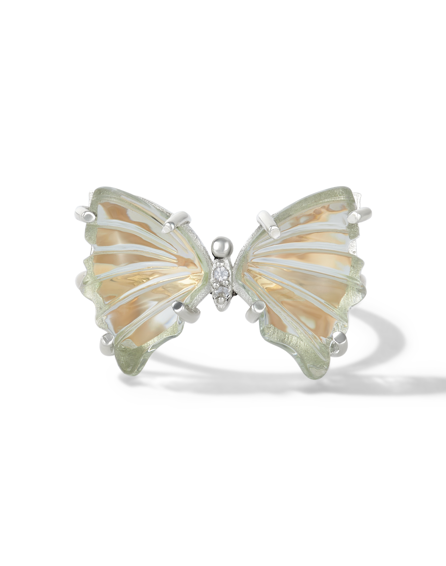 Green Amethyst Butterfly Ring