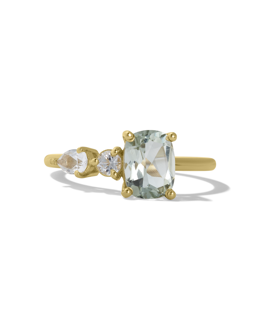 Green Amethyst Trio Ring