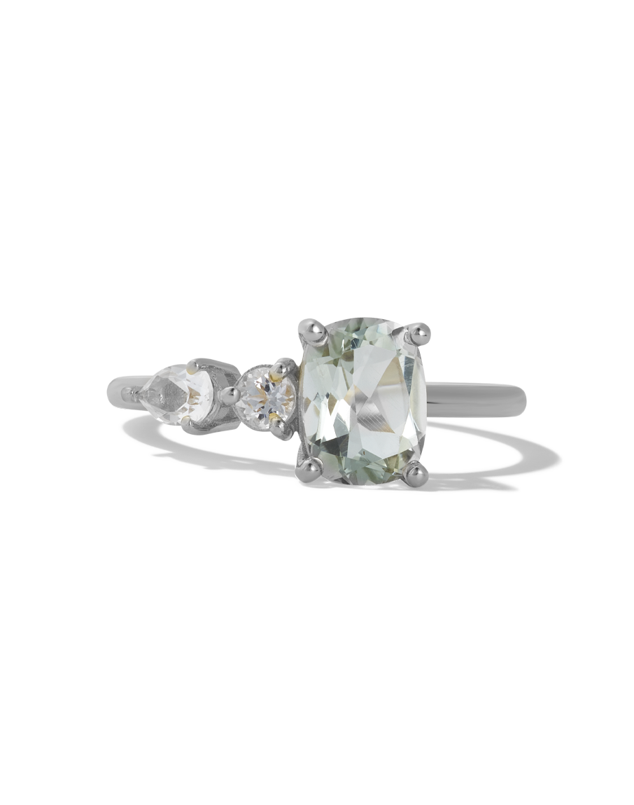 Green Amethyst Trio Ring