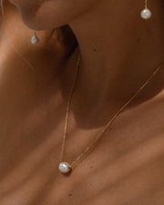 Pearl Drop Necklace - Silver