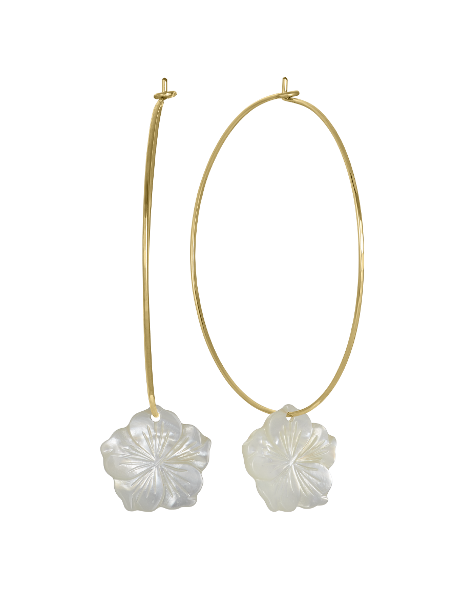 Pearl Hibiscus Hoops