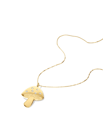 Solid Gold Mushroom Necklace