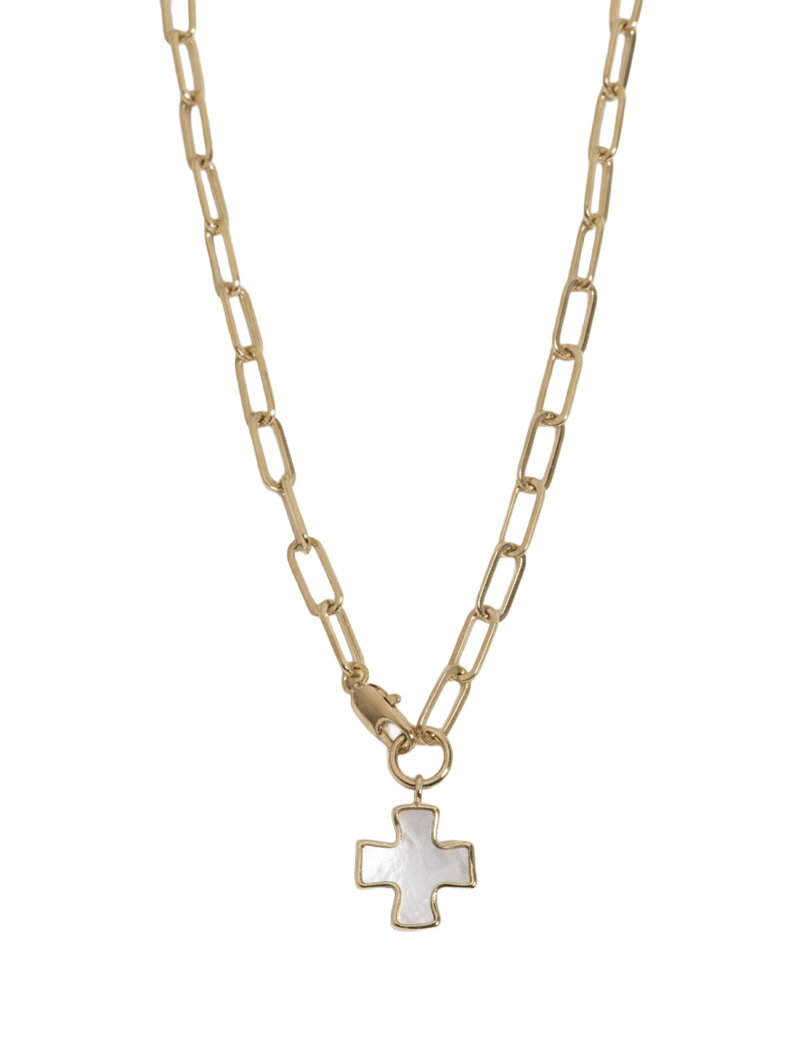 Pearl Chunky Cross Chain Necklace – James Michelle