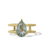 Pear Floating Green Amethyst Ring