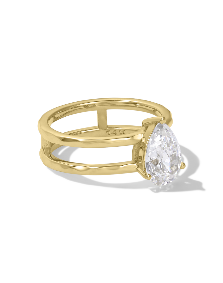 Pear Floating Diamond Ring