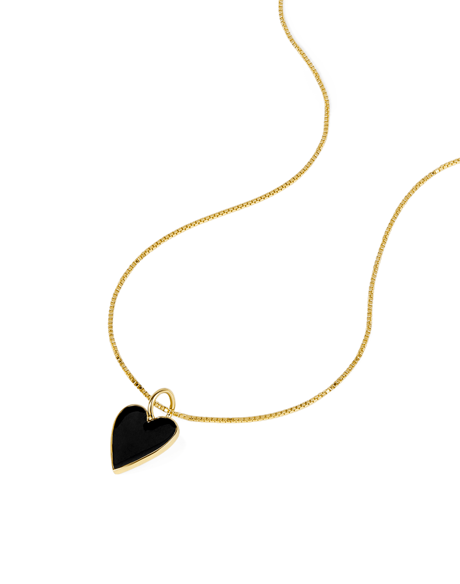 Goldiwala Stylish Black Heart necklace| silver chain| silver necklace|  with|| AD stone