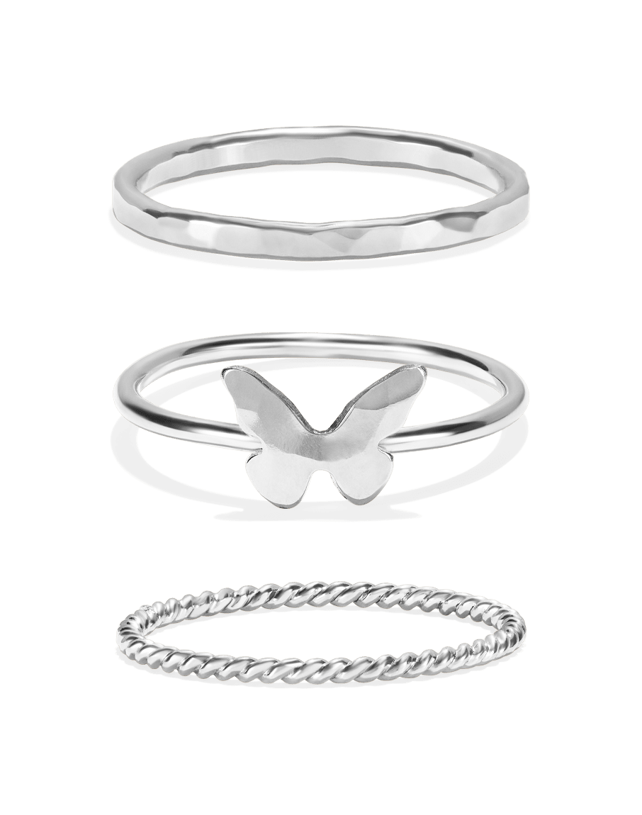 Tiny Butterfly Stacking Ring Set