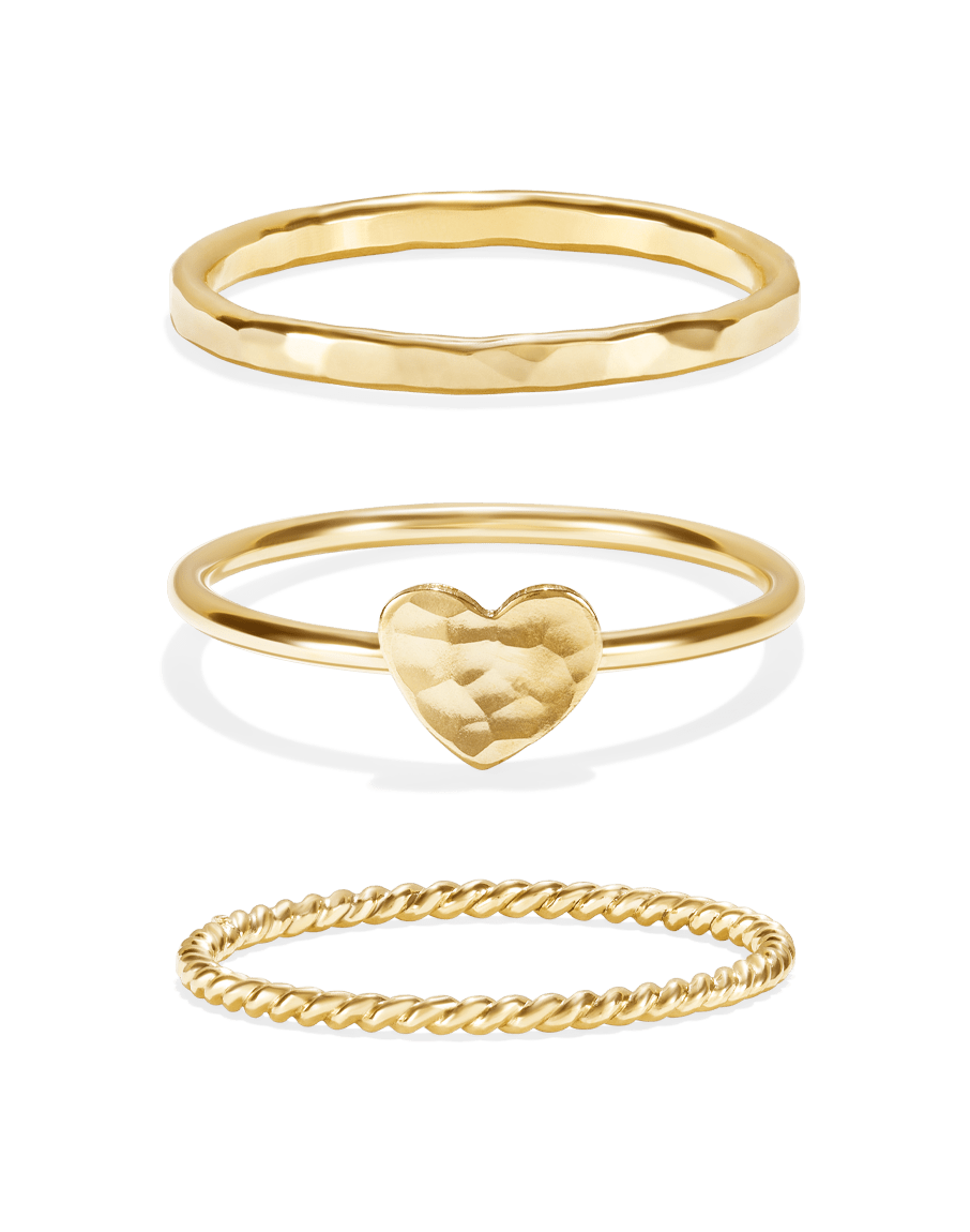 Tiny Heart Stacking Ring Set